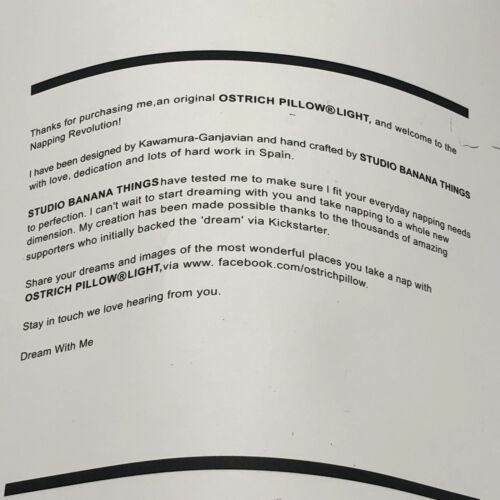 Ostrich Pillow Light Studio Banana Things Airplane Travel Accessory Dream w/ Me - Fresh Stock Dated December 2025