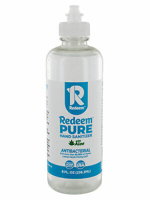 Redeem Pure 8oz Antimicrobial Hand Sanitizer Gel With Aloe, 70% Alcohol, 12 Pack - Fresh Stock Dated December 2025
