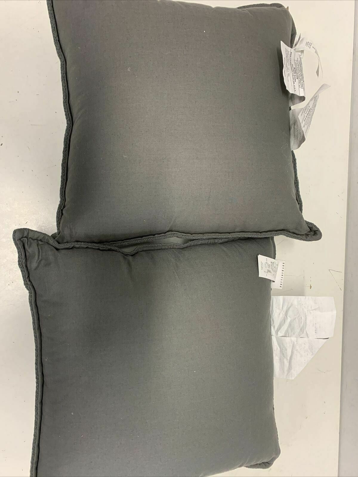 Pottery Barn Mini Diamond Decorative Pillow 16x16 Gray NEW Cotton    2-PACK - Fresh Stock Dated December 2025