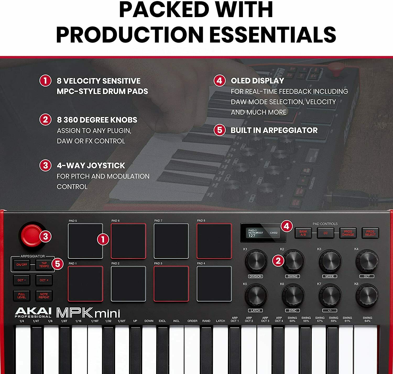 Akai Professional MPK Mini MKIII 25-Key MIDI Controller + USB 2.0 Hub & Cable - Fresh Stock Dated February 2026