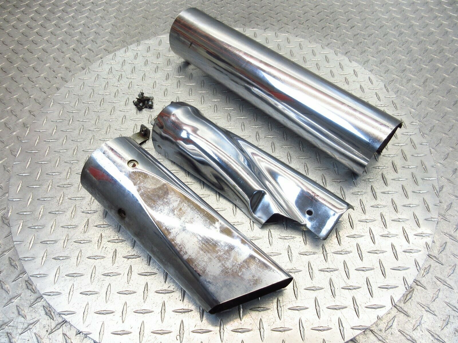 2000 97-03 Honda GL1500 Valkyrie Tourer Right Exhaust Covers Chrome - Fresh Stock Dated February 2026