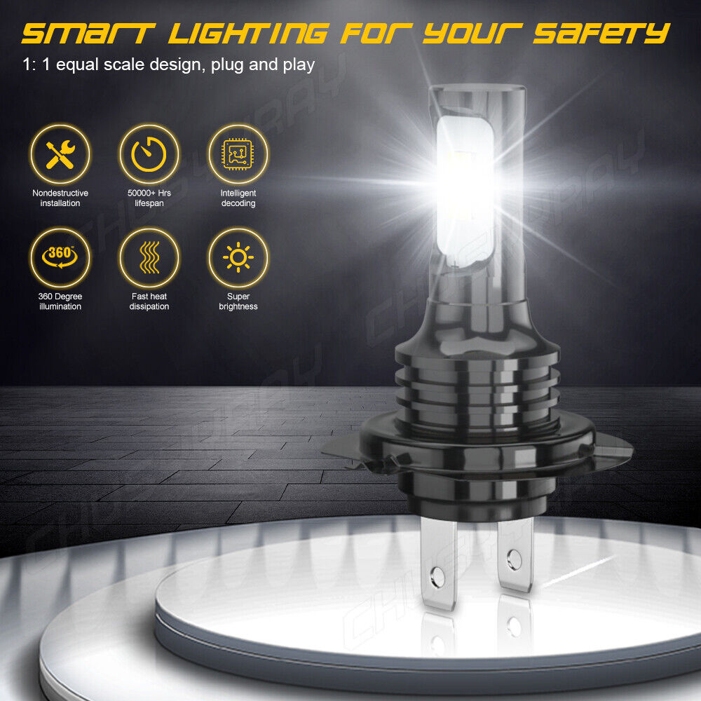 2X H7 80W 6500K LED Headlight Bulb For Honda GL1800 Goldwing 1800 ABS 2001-2016 - Fresh Stock Dated February 2026