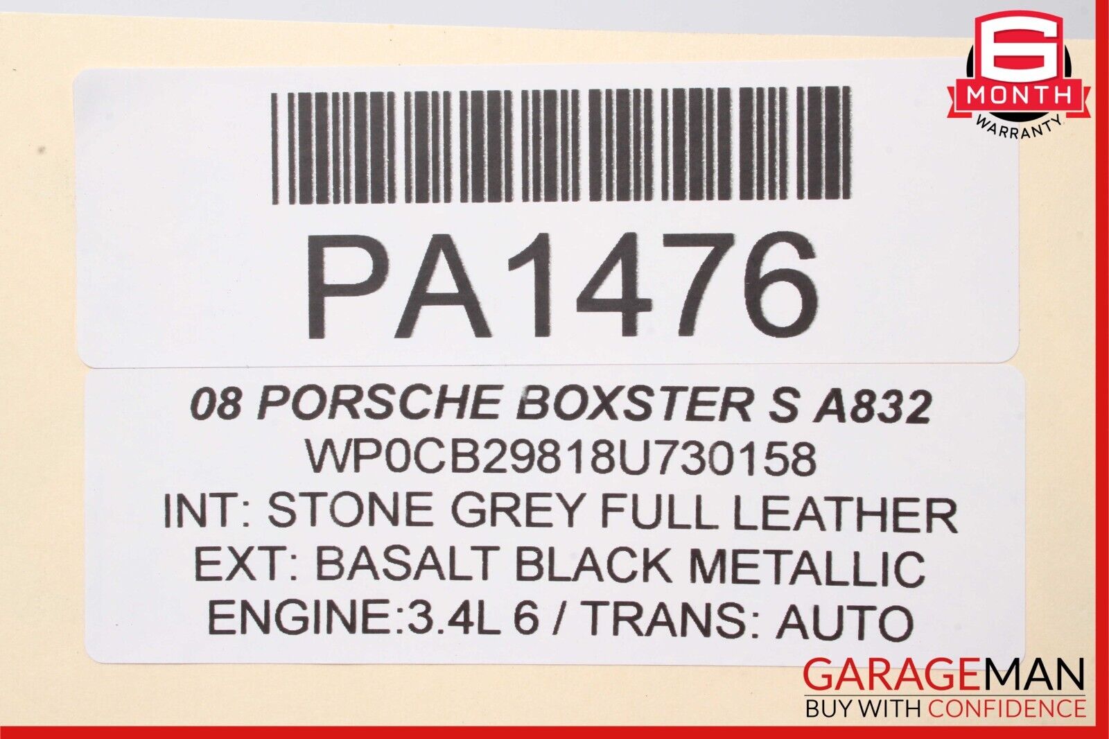 05-08 Porsche Boxster 987 6 Speed Manual Transmission Assembly OEM 80k - Fresh Stock Dated February 2026
