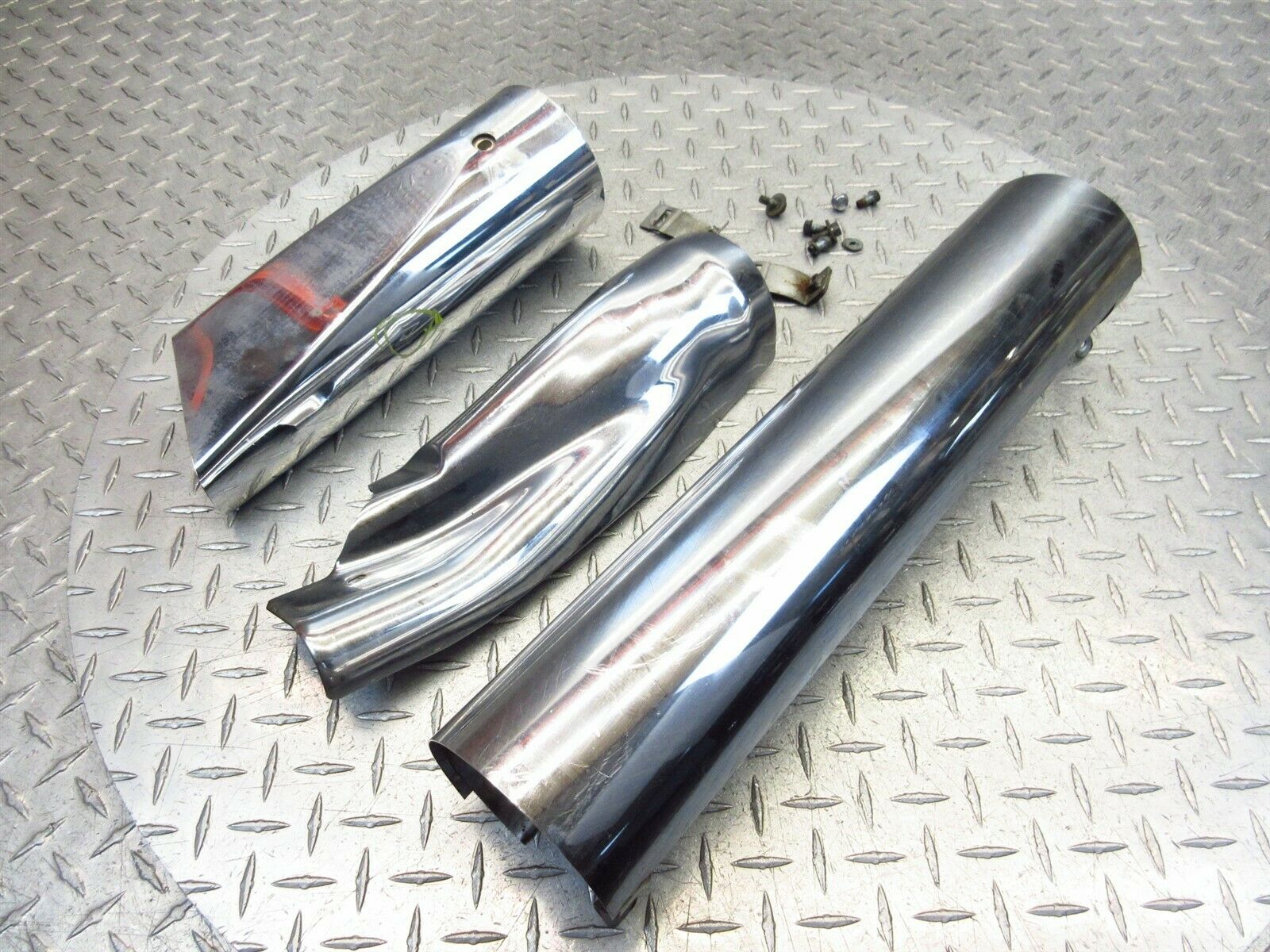 2000 97-03 Honda GL1500 Valkyrie Tourer Right Exhaust Covers Chrome - Fresh Stock Dated February 2026