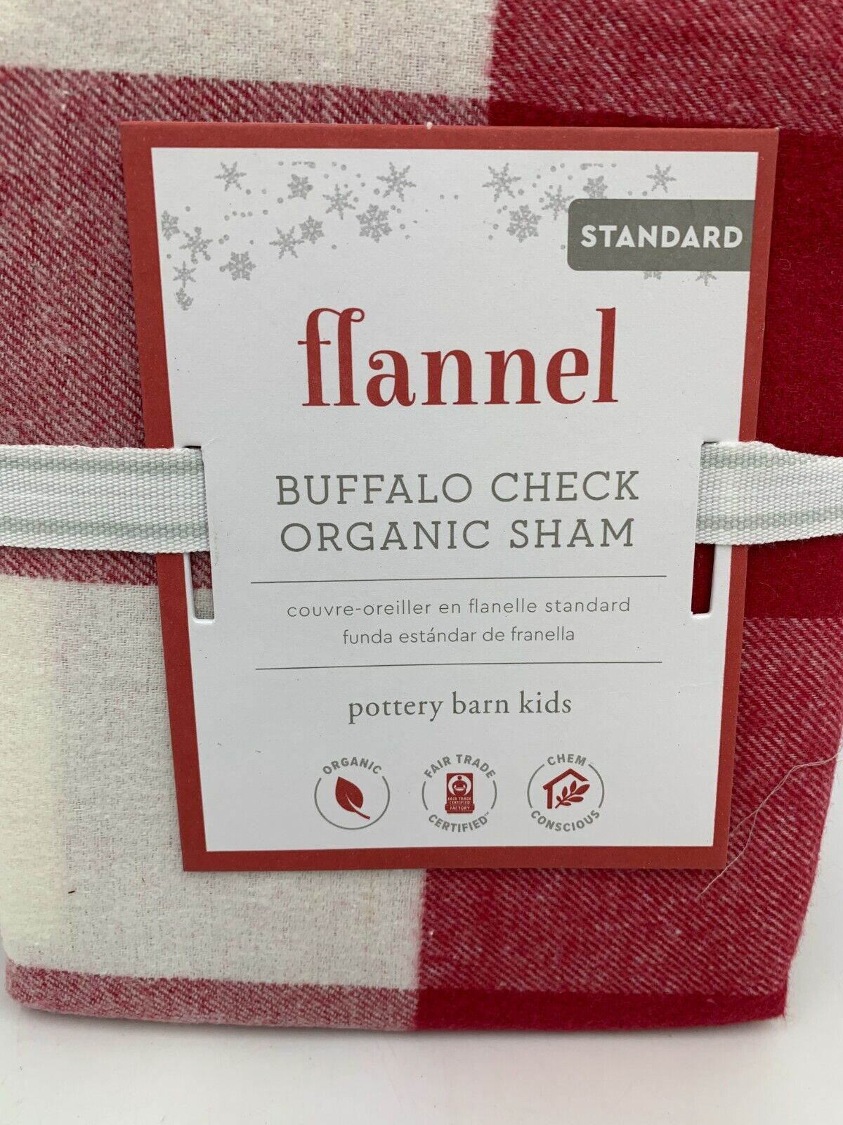 Pottery Barn Kids Buffalo Check Pillow Sham Standard Red #9545M - Fresh Stock Dated February 2026