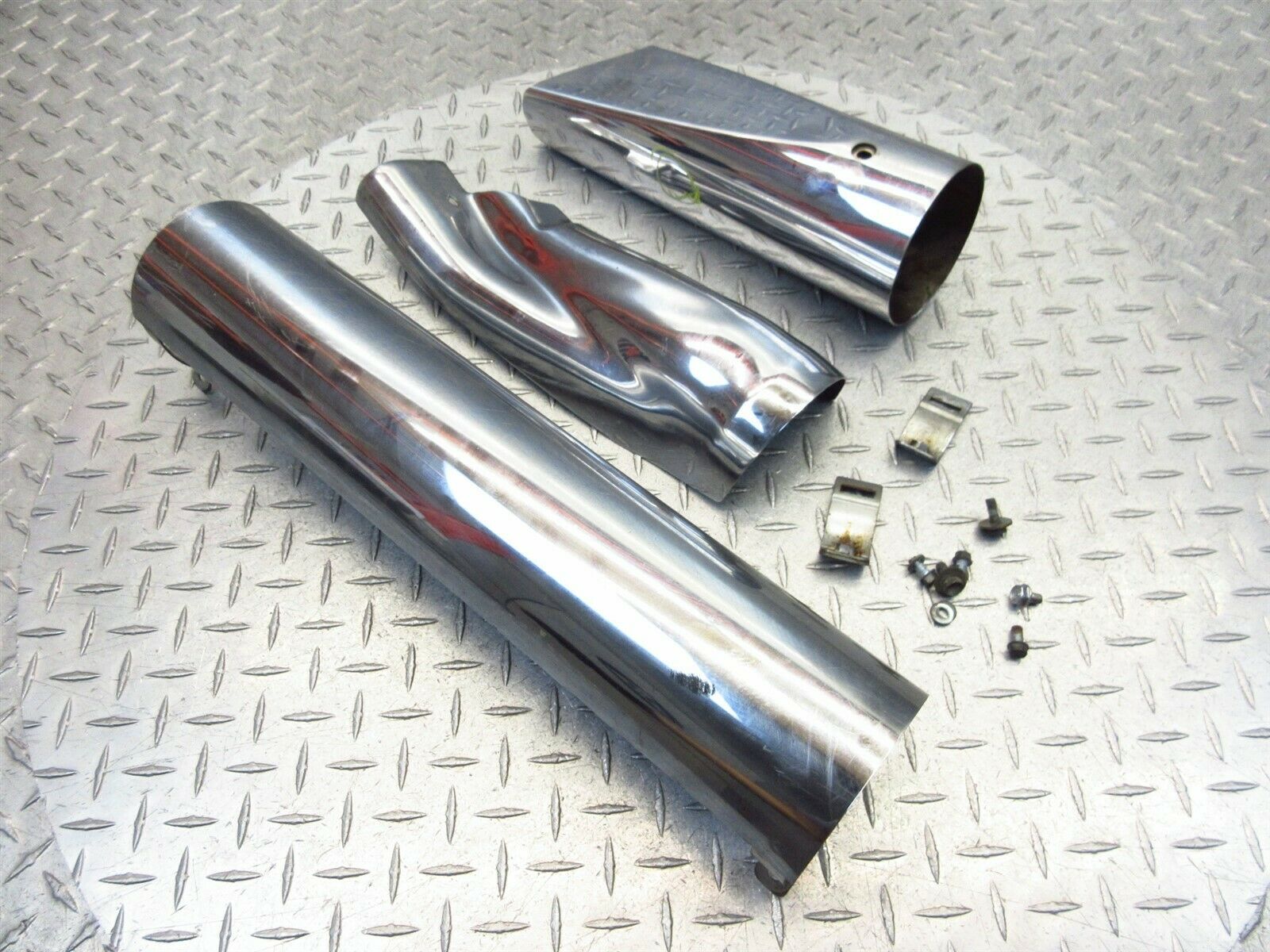 2000 97-03 Honda GL1500 Valkyrie Tourer Right Exhaust Covers Chrome - Fresh Stock Dated February 2026