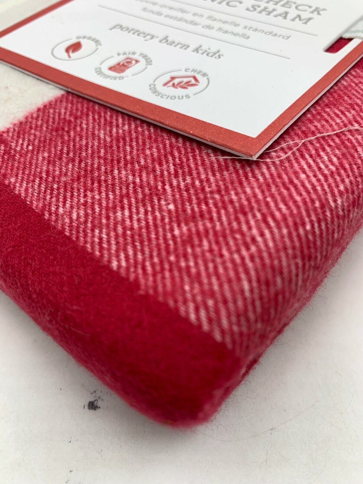 Pottery Barn Kids Buffalo Check Pillow Sham Standard Red #9545M - Fresh Stock Dated February 2026