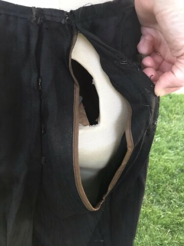 Antique Victorian Women Wool Black Skirt 