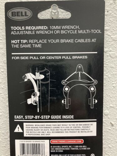 BELL Binder 100 Standard Bike Bicycle Brake Pads (fits most caliper brakes) - Fresh Stock Dated February 2026