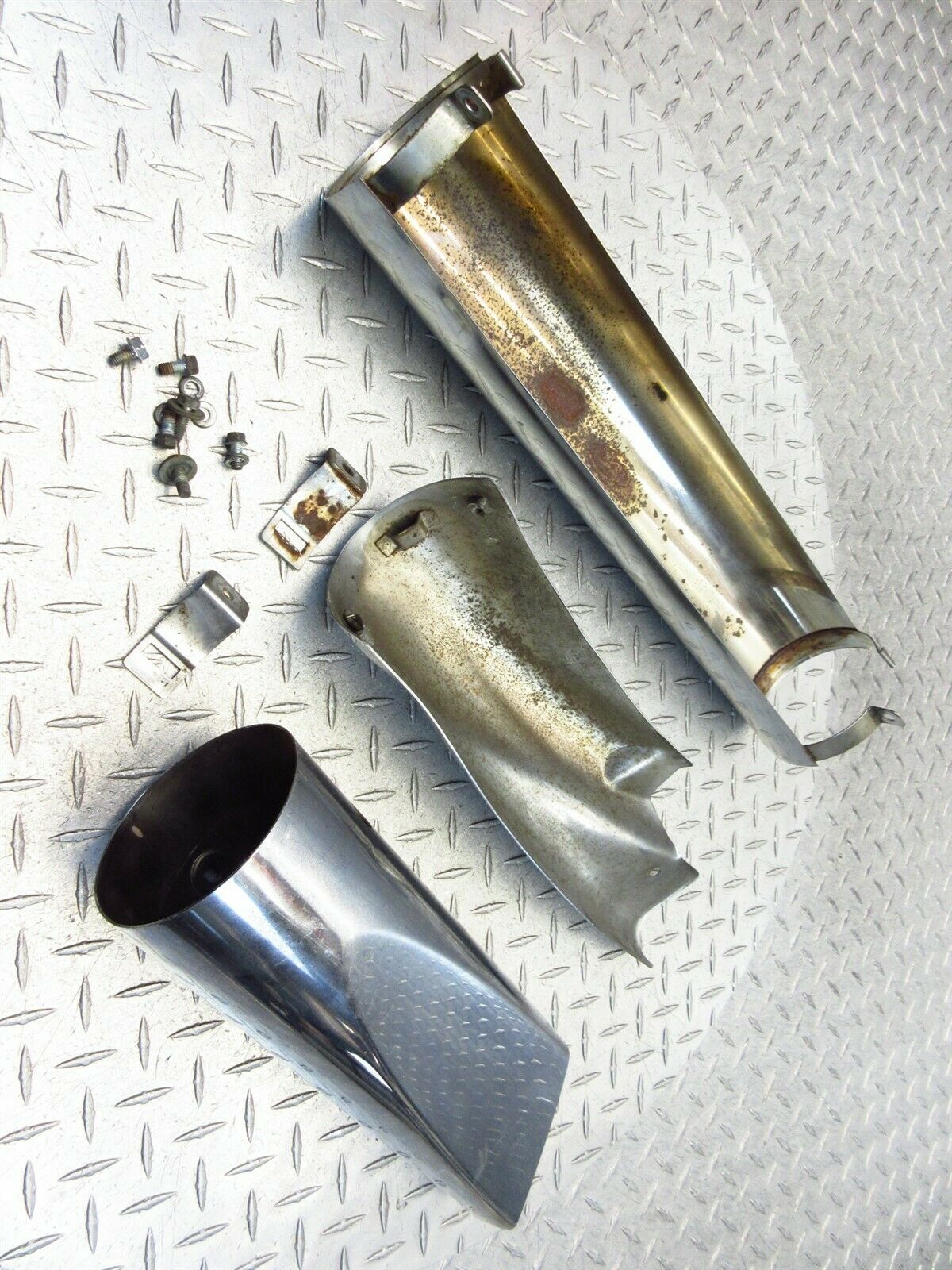 2000 97-03 Honda GL1500 Valkyrie Tourer Right Exhaust Covers Chrome - Fresh Stock Dated February 2026