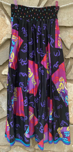Vintage JEANNE MARC Full Maxi Skirt Size 8/10 Bright Multicolor Abstract Print - Fresh Stock Dated December 2025