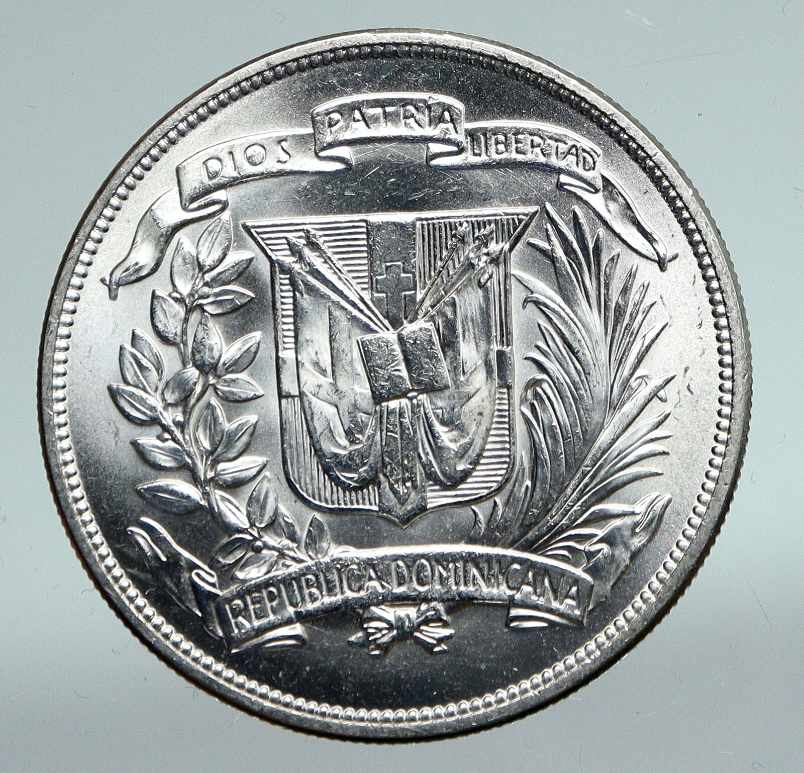 1955 DOMINICAN REPUBLIC 25 Year TRUJILLO Vintage ANTIQUE Silver Peso Coin i91019 - Fresh Stock Dated December 2025