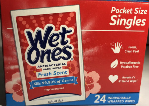 Wet Ones Wipes Fresh Scent Hand Wipes 1ea 24 Count Singles-SHIPS SAME BUS DAY - Fresh Stock Dated February 2026