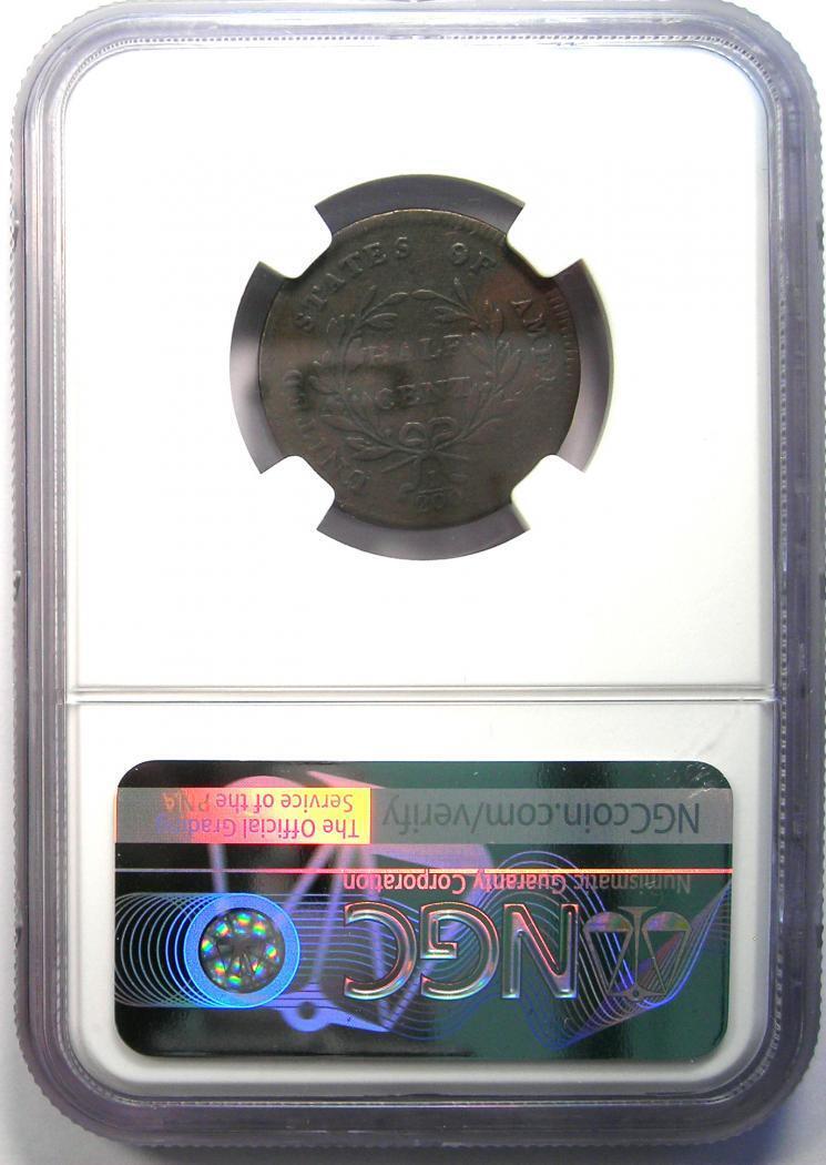 1797 Liberty Cap Flowing Hair Half Cent 1/2C - Certified NGC VF20 - ,250 Value - Fresh Stock Dated February 2026