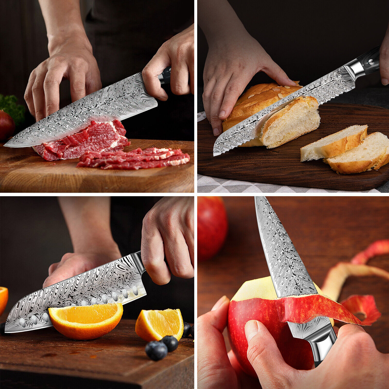 15 Pcs Kitchen Knife Set with Wooden Block Japan Carbon Stainless Steel Knives - Fresh Stock Dated December 2025