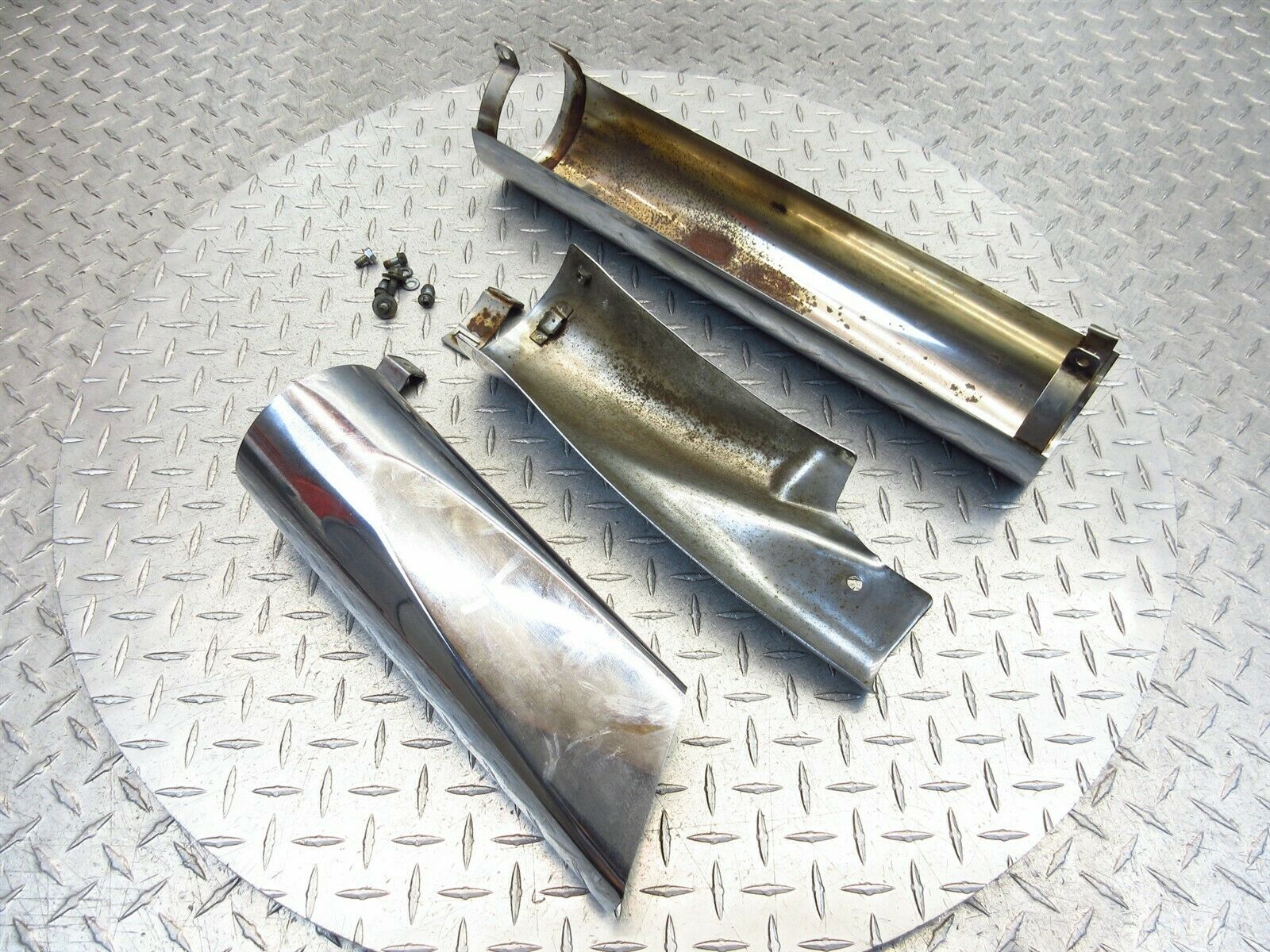 2000 97-03 Honda GL1500 Valkyrie Tourer Right Exhaust Covers Chrome - Fresh Stock Dated February 2026