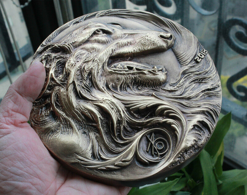 China 2018 155mm Bronze with Enamel Medal - Lunar Year of the Dog - Fresh Stock Dated February 2026