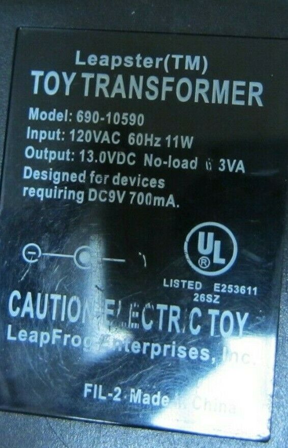 Used OEM Leapster Toy Transformer - 690-10590 - 13.0V DC - 700mA - Fresh Stock Dated February 2026