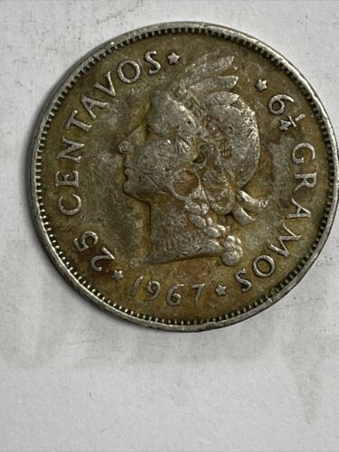 1967 DOMINICAN REPUBLIC 25 CENTAVOS COIN Item Box F - Fresh Stock Dated December 2025