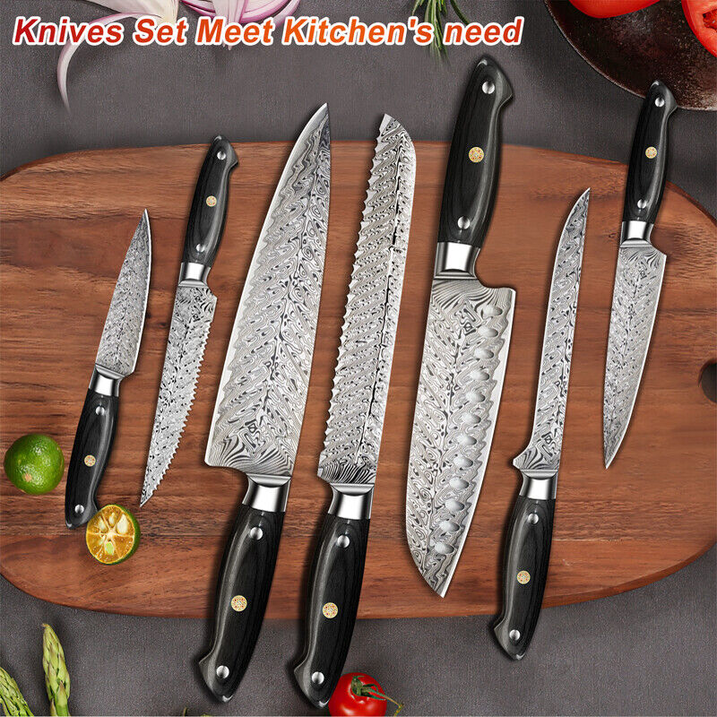 15 Pcs Kitchen Knife Set with Wooden Block Japan Carbon Stainless Steel Knives - Fresh Stock Dated December 2025