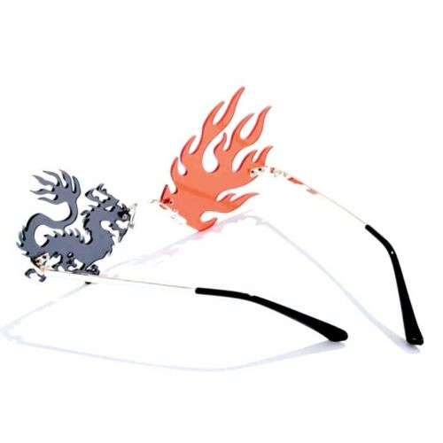 Super cool neon green flame framed rimless sunglasses - Fresh Stock Dated December 2025