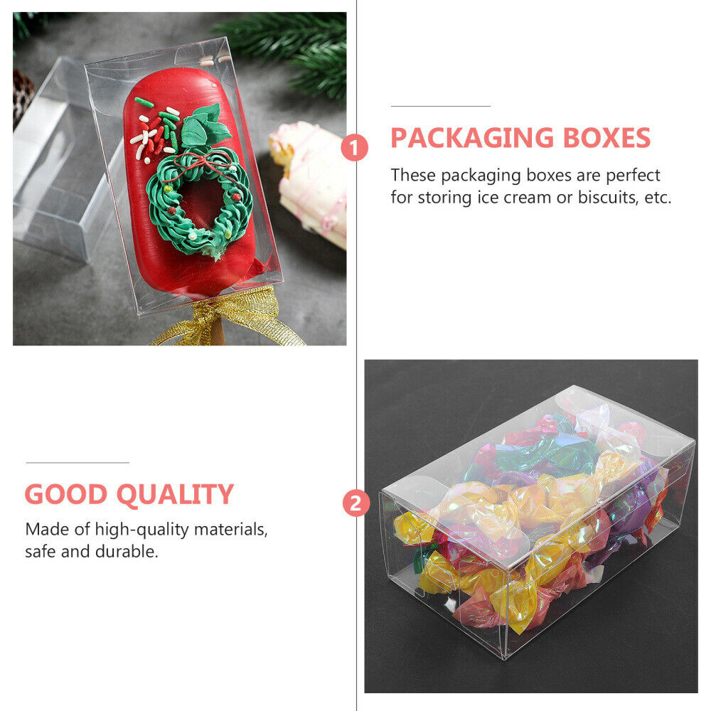 10pcs Transparent Practical Cake Popsicle Boxes Clear Biscuit Boxes - Fresh Stock Dated February 2026