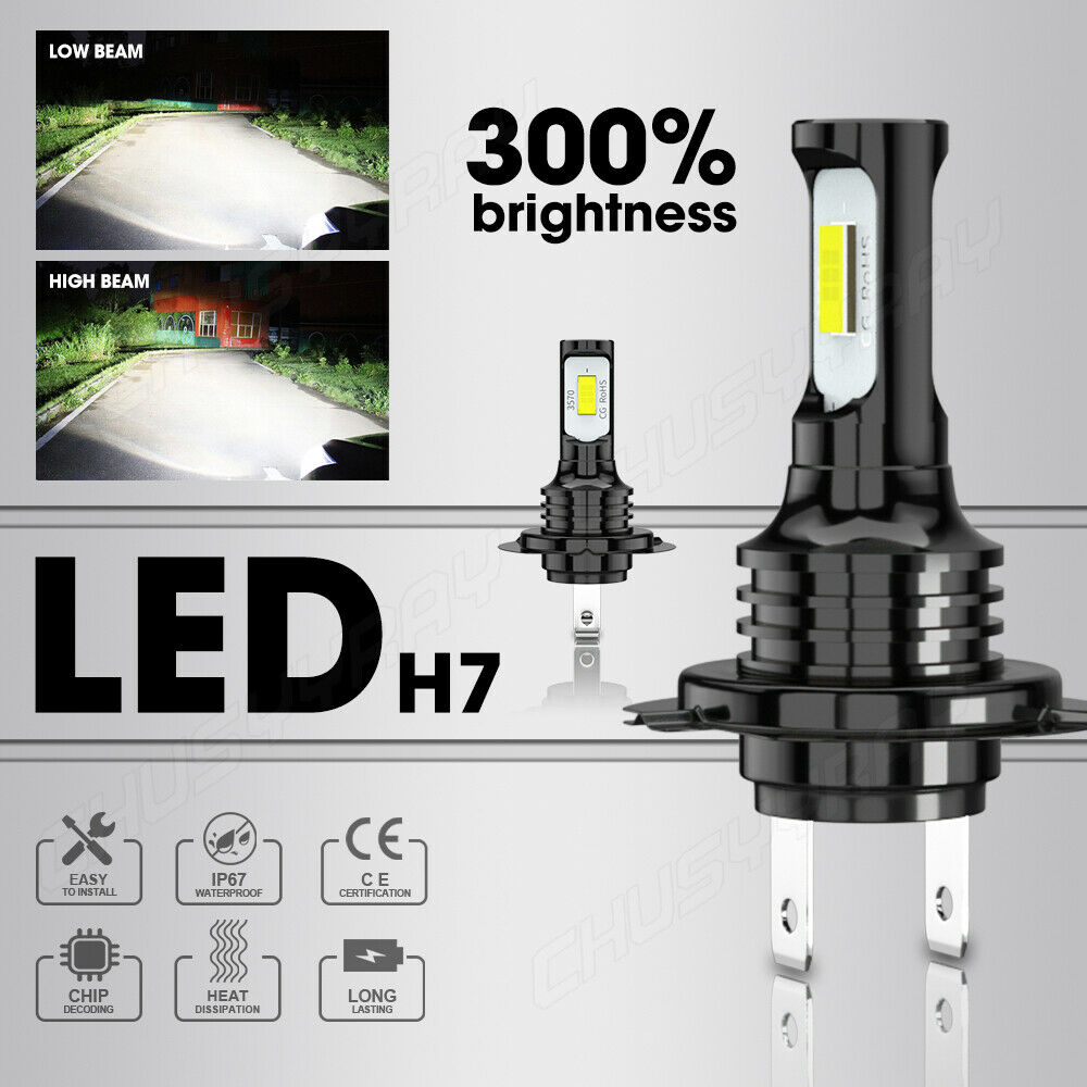 2X H7 80W 6500K LED Headlight Bulb For Honda GL1800 Goldwing 1800 ABS 2001-2016 - Fresh Stock Dated February 2026
