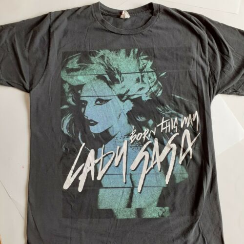 LADY GAGA Born This Way Distress Black T-SHIRT + White 2010 Lady Gaga SUNGLASSES - Fresh Stock Dated February 2026