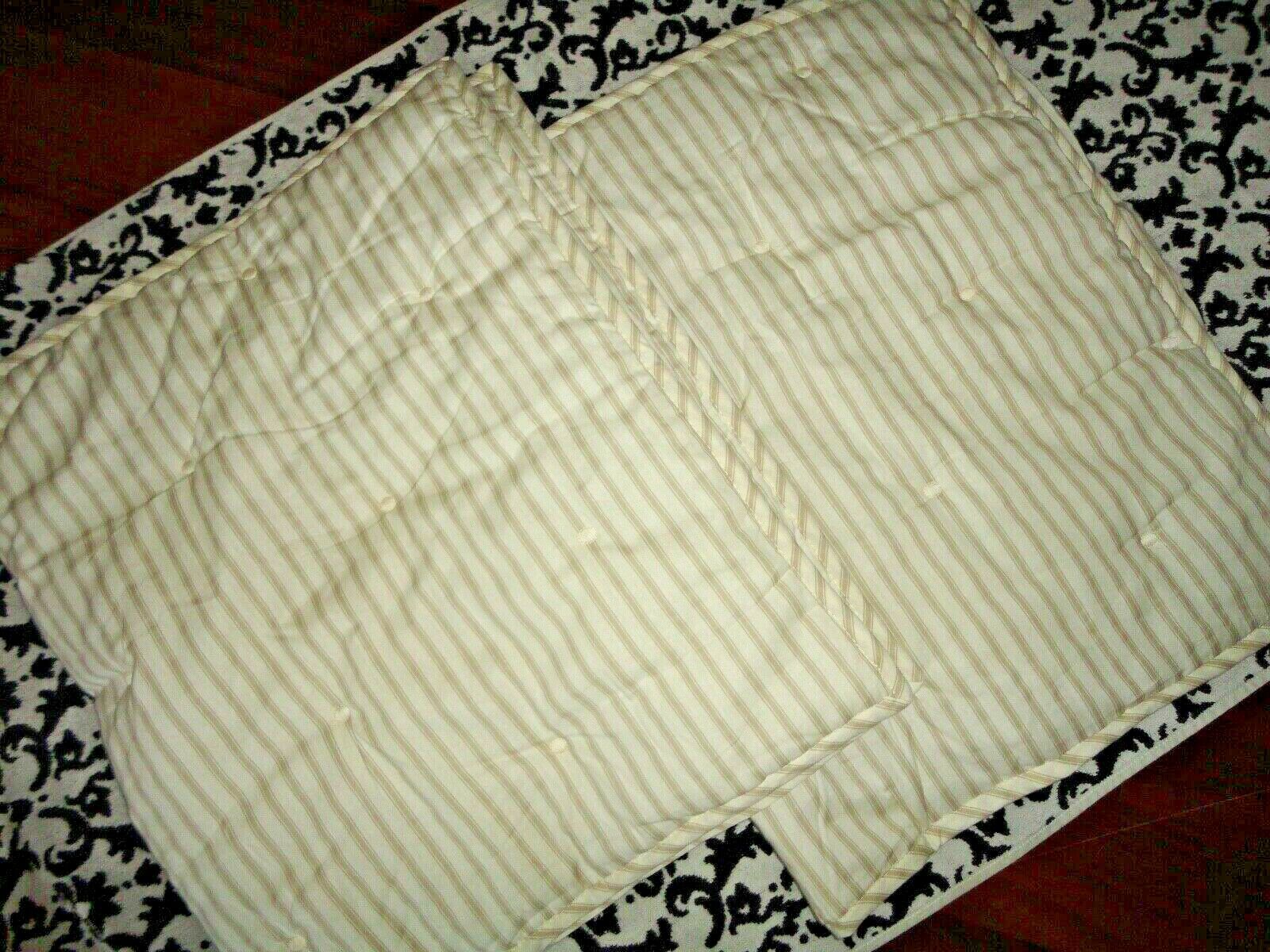 COASTAL LIVING TAN WHITE TUFT BUTTON TICKING STRIPES (2) KING PILLOW SHAMS 20X36 - Fresh Stock Dated December 2025