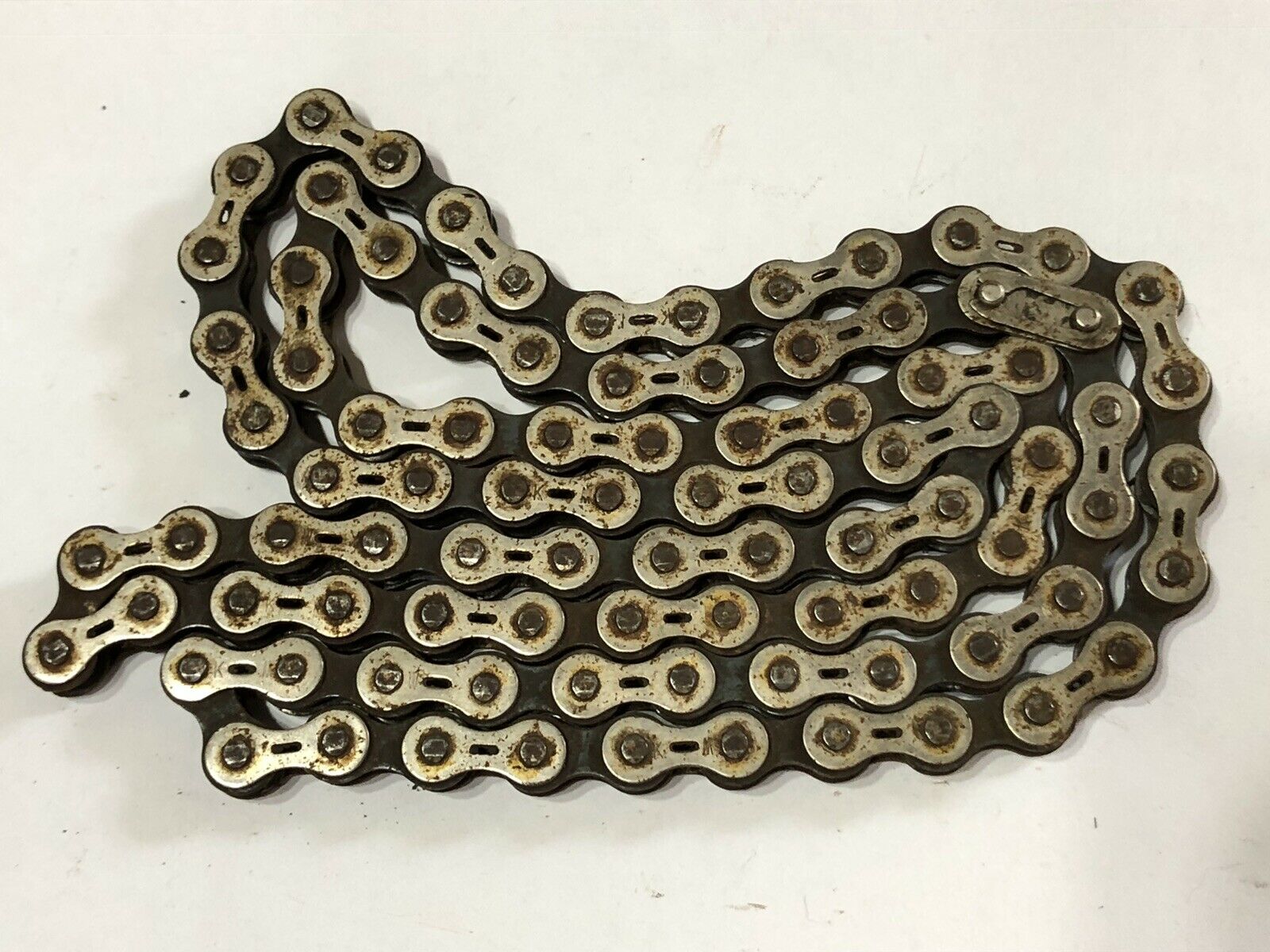 USED BLACK SILVER TWO TONED SLOTTED CHAIN 90 LINKS OLD SCHOOL BMX - Fresh Stock Dated December 2025