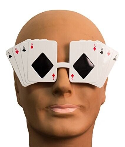 WHITE POKER SUNGLASSES Game Party Gift Playing Cards Costume Shades Magic Funny - Fresh Stock Dated February 2026