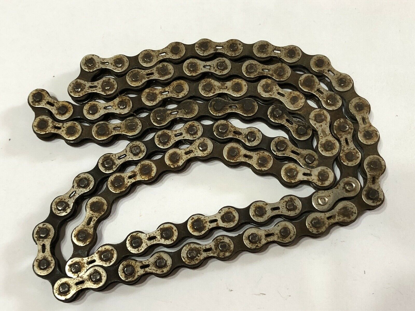USED BLACK SILVER TWO TONED SLOTTED CHAIN 90 LINKS OLD SCHOOL BMX - Fresh Stock Dated December 2025