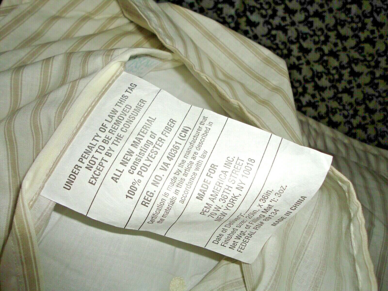 COASTAL LIVING TAN WHITE TUFT BUTTON TICKING STRIPES (2) KING PILLOW SHAMS 20X36 - Fresh Stock Dated December 2025