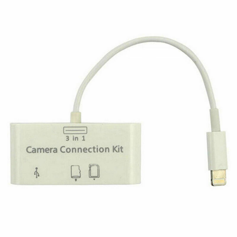 3 in1 USB Card Reader Micro SD Camera DSLR Link Adapter for Apple iphone X 8 7 6 - Fresh Stock Dated December 2025