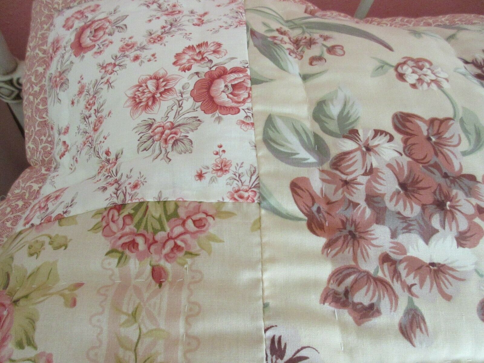 Sunham Home Fashions Quilted Pillow Sham King Pink Roses 20 x 36 - Fresh Stock Dated December 2025