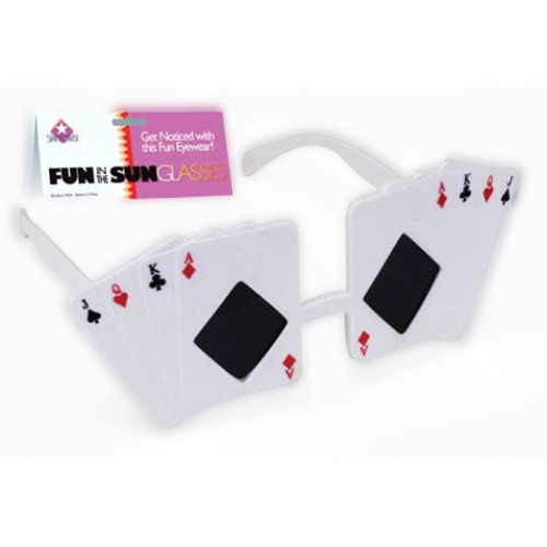 WHITE POKER SUNGLASSES Game Party Gift Playing Cards Costume Shades Magic Funny - Fresh Stock Dated February 2026