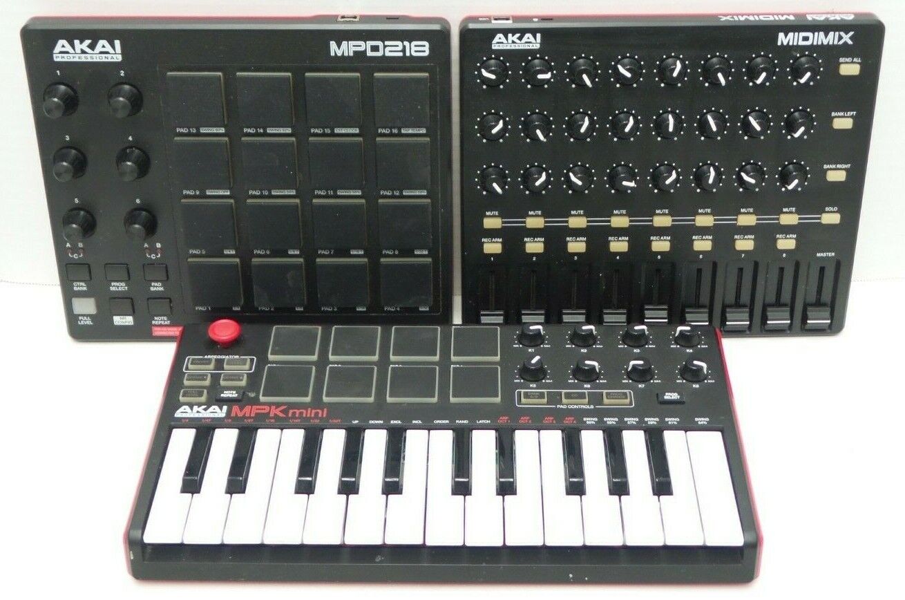 AKAI Professional MPK Mini Keyboard Controller, MPD 218, & MIDI Mix SET - J169 - Fresh Stock Dated February 2026