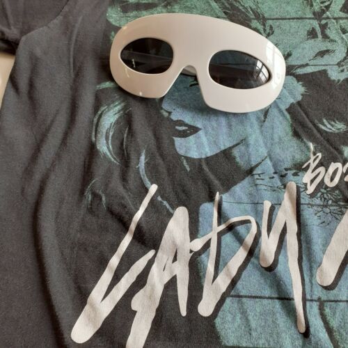LADY GAGA Born This Way Distress Black T-SHIRT + White 2010 Lady Gaga SUNGLASSES - Fresh Stock Dated February 2026