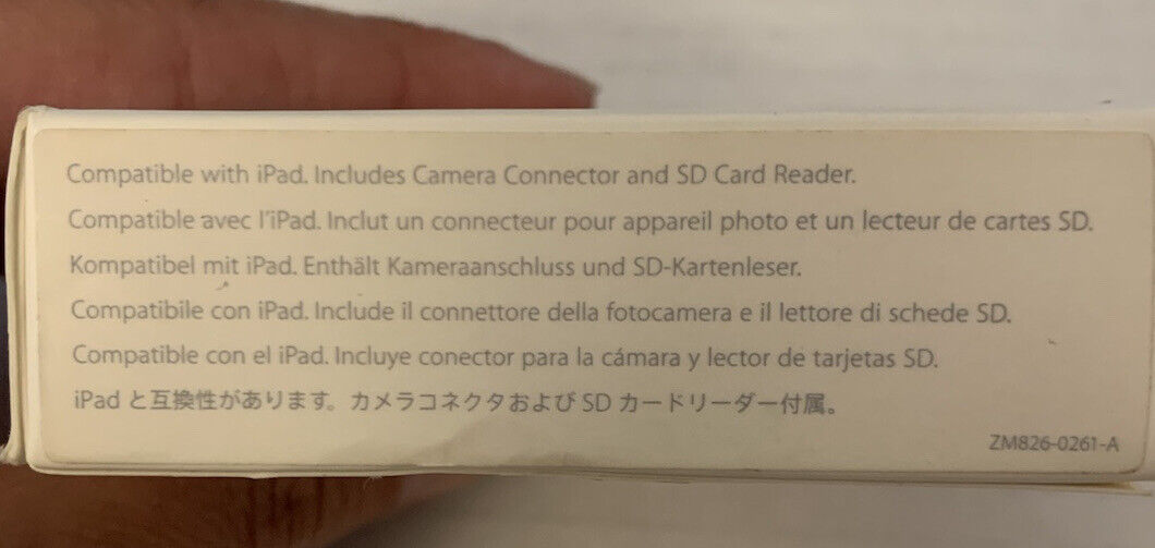 Genuine Apple iPad Camera Connection Kit MC531ZM/A Model A-1362 A-1358 - Fresh Stock Dated February 2026
