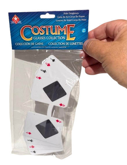 WHITE POKER SUNGLASSES Game Party Gift Playing Cards Costume Shades Magic Funny - Fresh Stock Dated February 2026