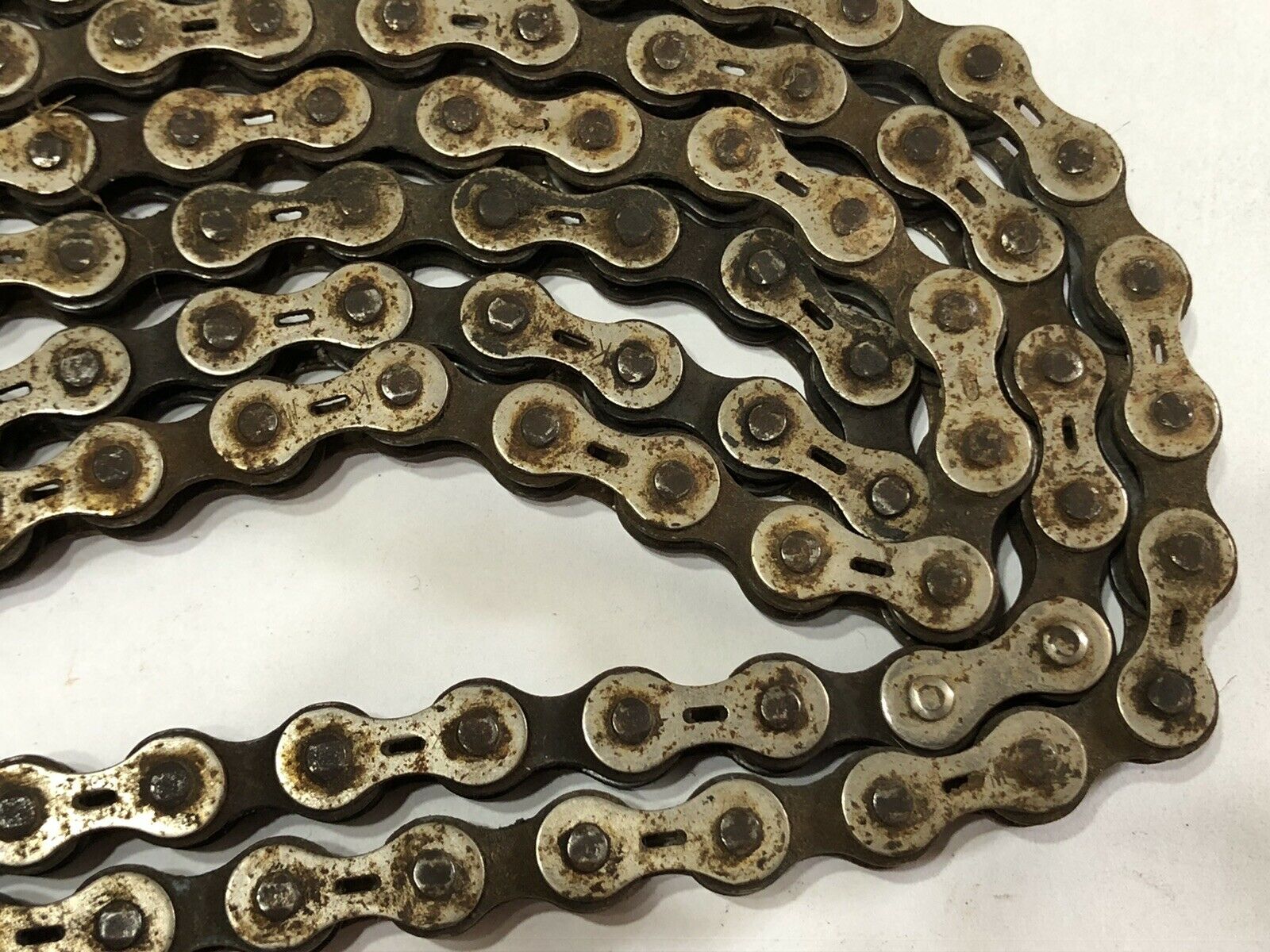 USED BLACK SILVER TWO TONED SLOTTED CHAIN 90 LINKS OLD SCHOOL BMX - Fresh Stock Dated December 2025
