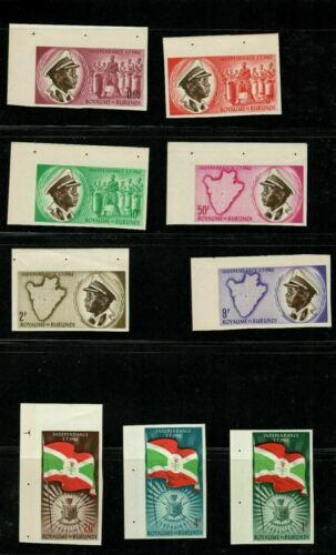 Burundi Scott #25-33 MNH, corner/end tabs 1962 Independence, + #40-1! IMPERF VF! - Fresh Stock Dated December 2025