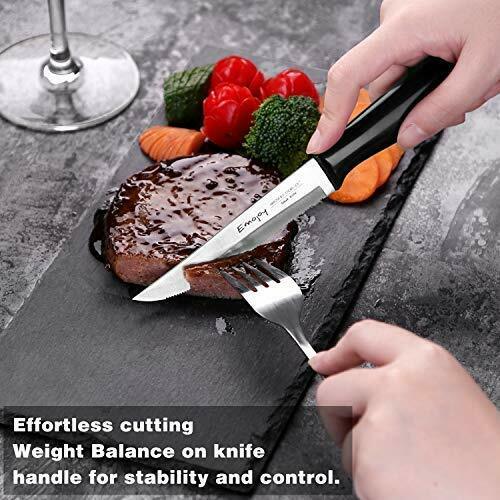 Emojoy Knife Set, 15-Piece Kitchen Knife Set with Block Wooden, Black Handle - Fresh Stock Dated December 2025