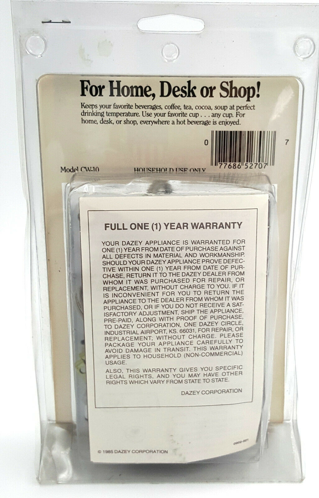 Vintage Dazey Beverage Warmer Coffee Soup Tea Potpourri 25 Watts Model CW-10 USA - Fresh Stock Dated February 2026