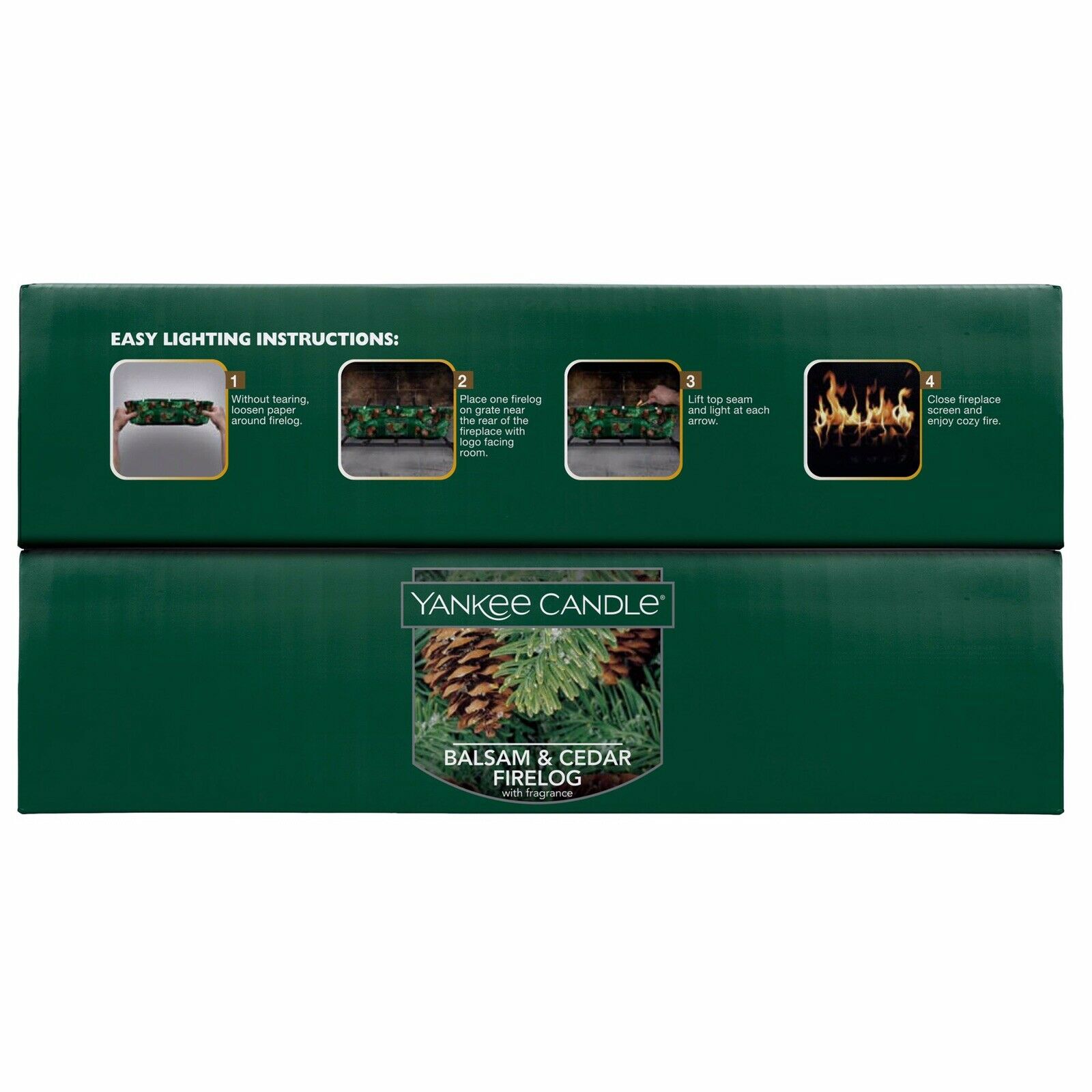 4 Pack Firelogs Fire Log Yankee Candle Pine Mountain Balsam Cedar Fireplace New - Fresh Stock Dated December 2025