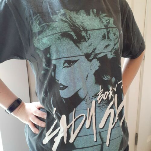 LADY GAGA Born This Way Distress Black T-SHIRT + White 2010 Lady Gaga SUNGLASSES - Fresh Stock Dated February 2026