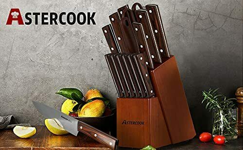 Knife Set, 15-Piece Kitchen Knife Set with Block Wooden German Stainless Steel - Fresh Stock Dated December 2025