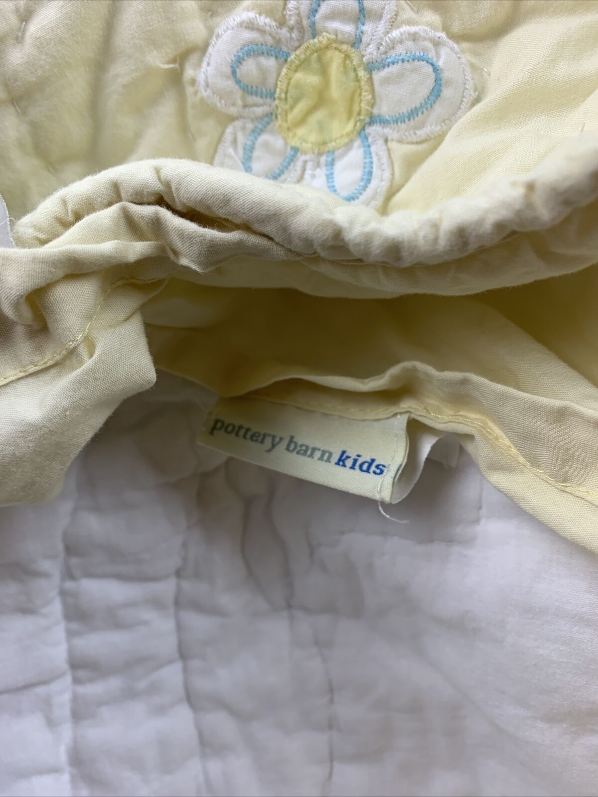 Pottery Barn Kids Quilted Floral Yellow Pair Euro Square Pillow Sham Pillowcase - Fresh Stock Dated January 2026