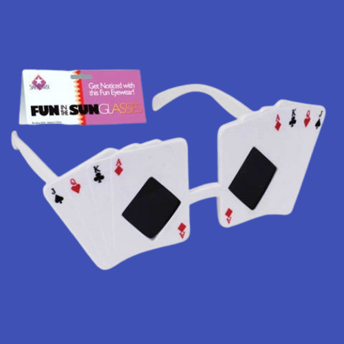 WHITE POKER SUNGLASSES Game Party Gift Playing Cards Costume Shades Magic Funny - Fresh Stock Dated February 2026