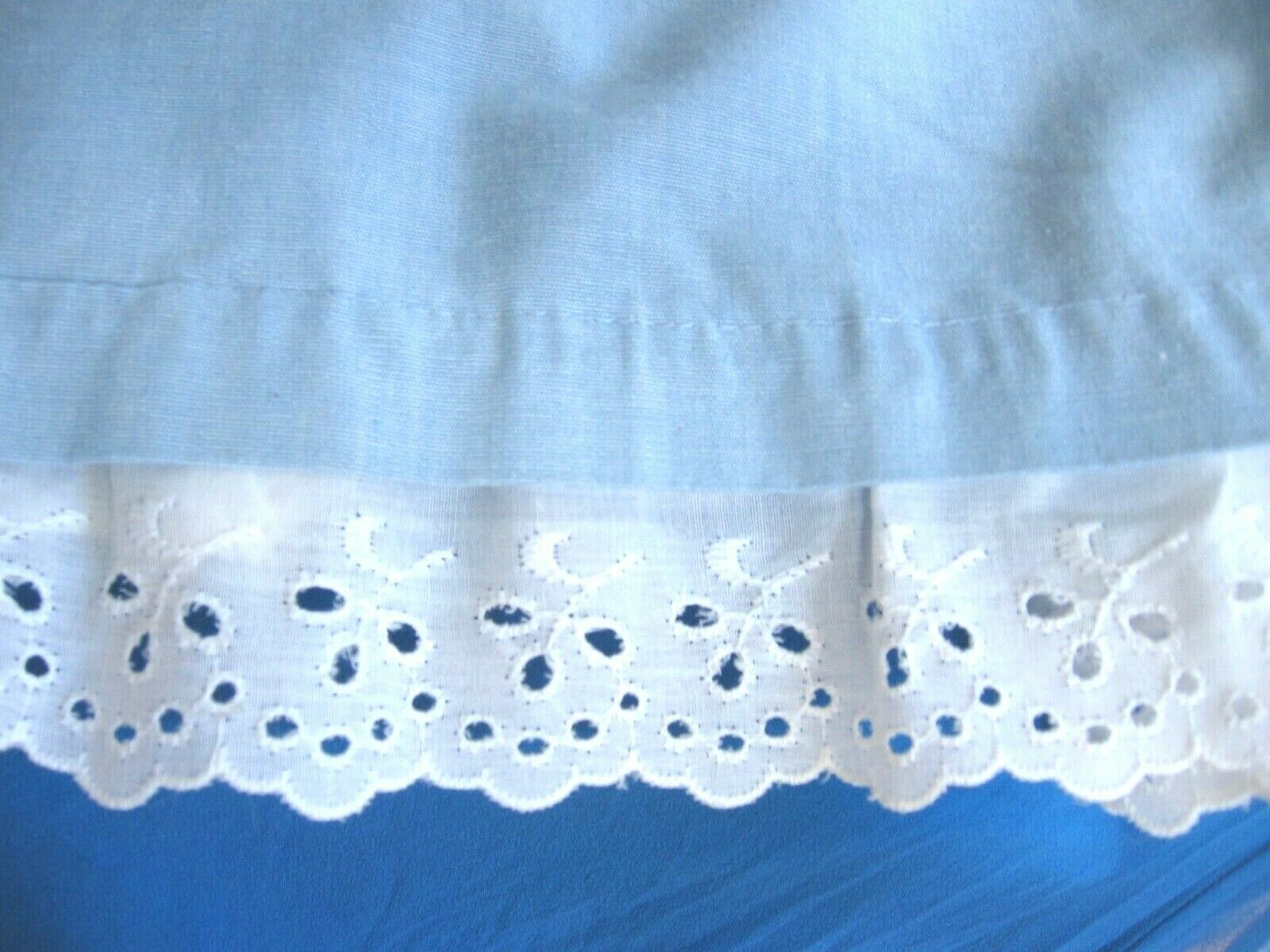 VINTAGE 1960 BLUE COTTON/WHITE EYELET FRONT BUTTON SKIRT - Fresh Stock Dated February 2026
